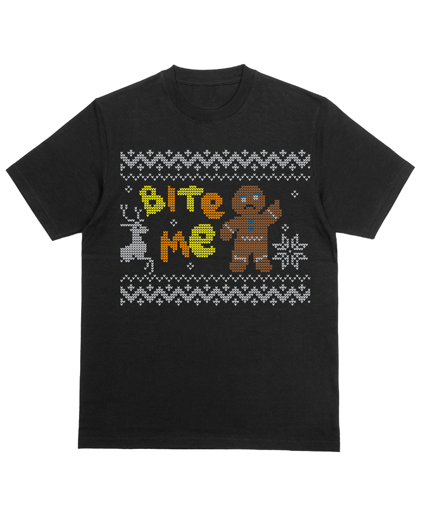 Bite me Gingerbread man Christmas holiday unisex graphic t-shirt